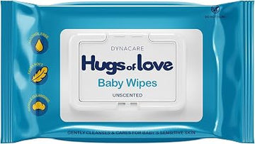 Dynarex DynaCare Hugs of Love Baby Wipes - Unscented - Alcohol-Free Wipes with Aloe & Lanolin, Safe for Sensitive Skin - 80 Wipes per Flip-Top Soft Pack