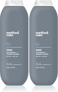 Method Men 2-in-1 Shampoo and Conditioner, Sea Surf Cleans & Conditions with Argan and Jojoba Oil Made without Parabens 14oz (Pack of 2)