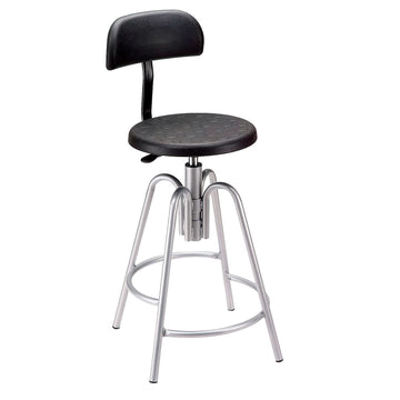 Polyurethane Shop Stool with Backrest Black by Global Industrial – Polyurethane, Black, Model A812TS