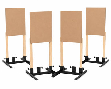 Steel Target Stand Base for Paper Targets 18 Pack Adjustable Width 8 to 24 Inch Includes Cardboard Targets by Modern Innovations – 4 Count Pack of 2, Wood, Model MI-1351-Case