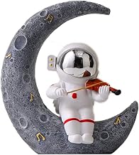 Band Astronaut Statue Resin Spaceman Crafts Nordic Desktop Home Decor Small Decoration Gift,Silver,Moon Violin