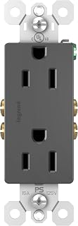 Legrand radiant 15 Amp Decorator Duplex Outlet Black 1 Pack