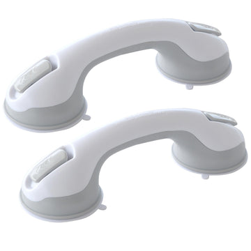 12 in. Repositionable Suction Grab Bar - 2 Piece Set by AmeriHome – White, Pack of 2, Model SGBSET12