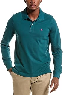Brooks Brothers Mens Slim Fit All Mesh Cotton Long Sleeve Polo Shirt,