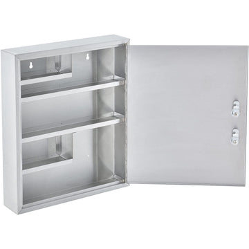 Medical Security Cabinet with Double Keyed Locks by Global Industrial – 3.13"L x 14"W x 17.13"H, Stainless Steel, Model 436945SS