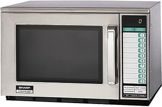 Sharp R-22GT Commercial Microwave Oven, Heavy Duty, 1200 Watt, 0.70 cu. ft. Capacity, Stainless Steel, 20 Program Inputs, 11 Power Levels, Express Defrost, 3-Stage Cooking, Digital Display