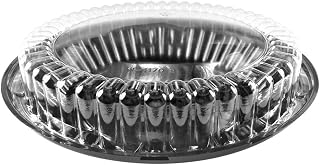 KitchenDance D & W Fine Pack Plastic 2 Piece Pie Carrier - Combo Pack of 10 Inches Pie Carriers with 10 Inches Pie Pans - Perfect for Wedding, Christmas, Birthday - Low Dome Lid, 10 Count