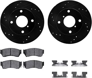 Dynamic Friction Company Rear Brake Kit Fits 2019-2023 Ford Ranger | Drilled Slotted Brake Rotors| 5000 Advanced Brake Pads and Rotors Kit| Hardware| 12.1" Rear