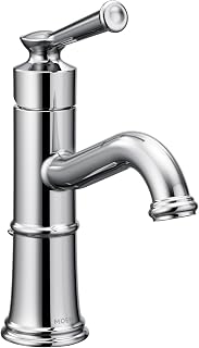 Moen Belfield Chrome One-Handle Bathroom Sink Faucet with Drain Assembly and Optional Deckplate, 6402