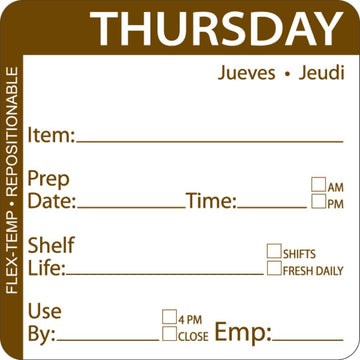 Thursday Labels Brown Flex-Temp Repositional - 2" Square by HUBERT – 2 inch, Paper, White, Pack of 500, Model 53719