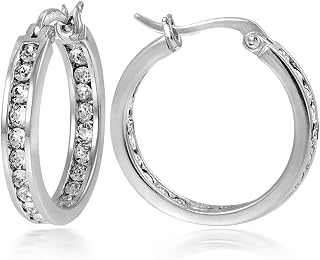Sterling Silver Channel Set 20mm Round Hoop Earrings with European Crystals