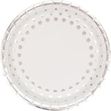 Creative Converting Disposable Sparkle and Shine Silver Plate, Party Supplies, 9", Silver & White, 8ct