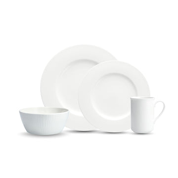 Amanda Porcelain 16 Piece Dinnerware Set by Fortessa – Service for 4, Porcelain, White, Pack of 16, Model 7000.FFD.16SET