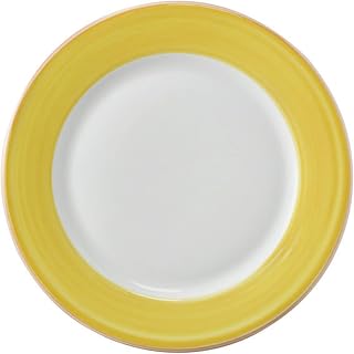 G.E.T. 9" Yellow Rolled Edge Dinner Corona Porcelain Plate (Set of 12)