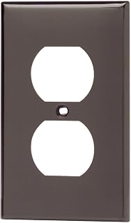 Leviton 1-Gang Duplex Device Receptacle Wallplate, Standard Size, Thermoplastic Nylon, Device Mount, 80703, Brown