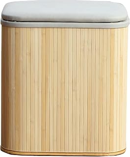 Storage Ottoman Foot Stool with Removable and Washable Lining,Tech Cloth Short Foot Stool Rest,Padded Footrest Step Stool for Living Room/Office/Desk/Pati(Rice White Bamboo I-S