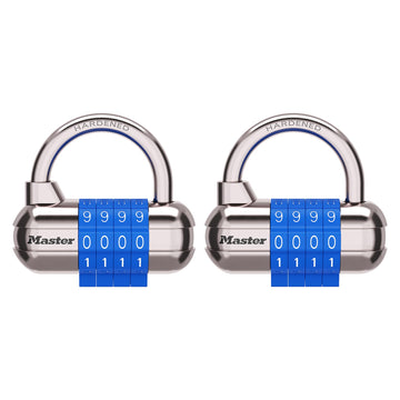 Resettable Combination Padlock by Master Lock – 2 Pack, Metal, Blue, Pack of 2, Model 1523BLUEC2