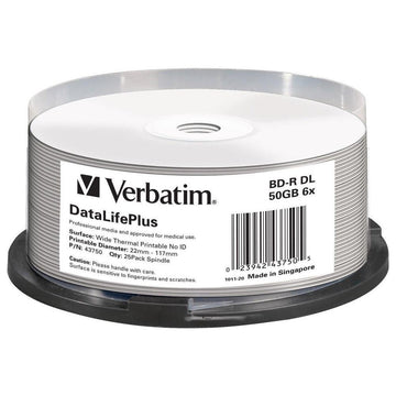 BD-R - Blu-ray-Disc 50 GB by Verbatim – no, BD-R DL, Pack of 25, Model 43750