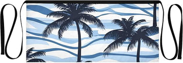 Blue Palm Trees Waist Apron with 3 Pockets Waiter Server Short Aprons 25.2x11.8 Inch Stain Resistant Apron for Kitchen Garden Restaurant 1 Pack