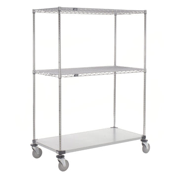 Open Sided Wire Exchange Truck by Nexel – 48"L x 24"W x 69"H, 12-Gauge Powder Coated Steel, Chrome, Model 558831A