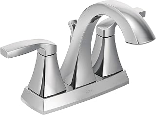 Moen Voss Chrome Two-Handle High Arc Centerset Bathroom Faucet, 6901