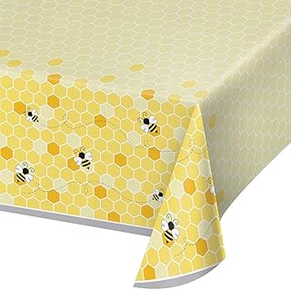 Creative Converting 340216 Bumblebee Baby Plastic Tablecloth, 54" x 102", Multi-color
