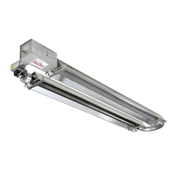 SunStar Propane Heater Infrared Vacuum Compact U-Tube by GUM – 122"L x 18"W x 8"H, Cast Iron Burner / Aluminum Reflectors, Model SIR25-15-L5