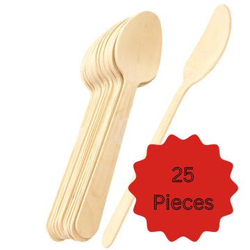 Cash & Carry Disposable Spoons by Tablecraft – 6.50x1.44x0.06, Wood, Check Images, Pack of 25, Model BAMDSPN65