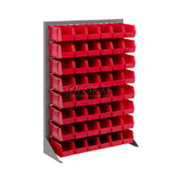 Louvered Bin Rack with (42) Red Stacking Bins by Global Industrial – 35" W x 15" D x 50" H, Alloy Steel, Grey, Model 603387RD