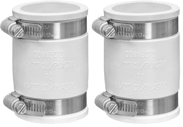 1056-150 1-1/2-in. Flexible PVC Pipe Coupling for Cast Iron and Plastic Plumbing Connections in White (Pack of 2) by Fernco – 1.5 Inch (Pack of 2), White, Model 1056-150W