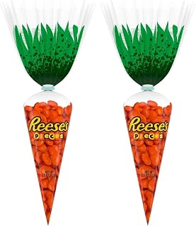Reese's PIECES Peanut Butter in a Crunchy Shell Treats, Easter Candy, 2.2 oz Carrot Bag (Pack of 2)