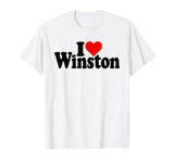 I LOVE HEART WINSTON NAME ON A TEE T-Shirt by LOVE OF WINSTON HEART NAME TEES – Black, Model 2HM30TSDFFS