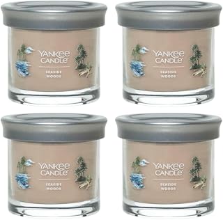 Yankee Candle Small Tumbler Scented Single Wick Jar Candle, Seaside Woods, Over 20 Hours of Burn Time, 4.3 Ounce (Pack of 4)