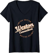 Womens Retro Athletic Weston CT Apparel V-Neck T-Shirt