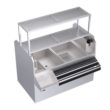 Metal Royal Series Underbar Pass-Thru Ice Bin/Cocktail Station 60"W x 45"D w/ 24"W Ice Bin on Right by Krowne – Model KRPT-60RP-10