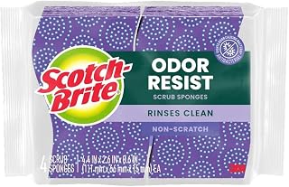 Scotch-Brite Scrub Dots Non-Scratch Scrub Sponge, Rinses Clean, for Washing Dishes and Cleaning Kitchen, 32 Scrub Sponges
