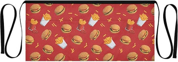 Kitchen Apron Burgers Fries | Unisex Server Apron with 3 Pockets, Adjustable for Waiters, Gardeners, Kitchen, BBQ, Painting and Restaurant Work