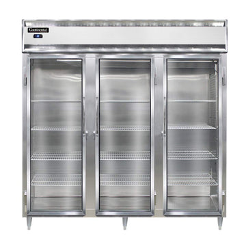 DL3R-SS-GD Designer Line Three Section Reach In Glass Door Refrigerator by Continental Refrigerator – Commercial Grade