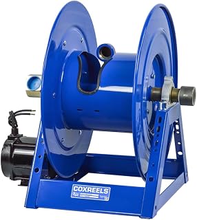 COXREELS 1185-2528-EJ-BUXX, Electric 230V AC Explosion Proof Motor Rewind Hose Reel: 1 1/2"x150' Capacity, Captive Bearing Swivel, 3000 PSI (Hose Not Included)