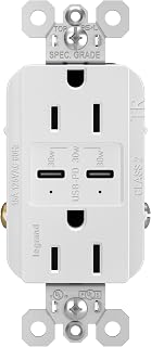 Legrand Radiant 15A Ultra Fast 30W Power Delivery USB Type C Outlet White