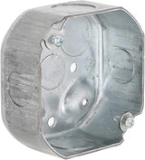Hubbell-Raco 127 Octagon Box, 4-Inch, Raised Ground 1-1/2-Inch Deep 1/2-Inch and 3/4-Inch Side Knockouts, 4 in, Gray Finish