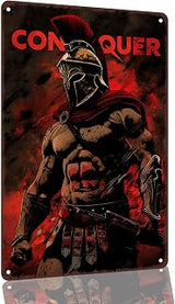 Spartan Warrior Conquer Aluminum Wall Sign, 8 x 12 Inch