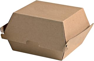 PacknWood 210EATBURG145K - Kraft Brown Cardboard Mini-Slider Box - Burger Take Out Container - Burger Takeout Boxes - To Go Lunch Sandwich Containers - (5.7" x 5.3" x 3.25") - (Case of 500)