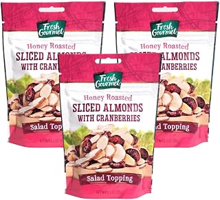 Fresh Gourmet Honey Roasted Sliced Almonds & Cranberries (3.5 Ounce (Pack of 3))