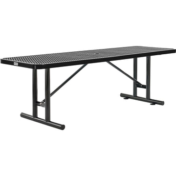 8'L Rectangular Steel Dining Table by Global Industrial – Steel, Black, Model 277570BK