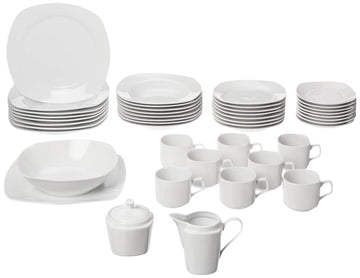 45-Piece Square Dinnerware Set by 10 Strawberry Street – One Size, Porcelain, White, Model SM-4500SQ-W