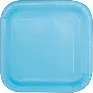 Unique Party Powder Blue Solid Square Dinner Plates - 9" (Pack of 14) - Elegant & Durable Design - Perfect for Any Occasion