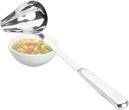 TableCraft 11631 Holden Collection 1 oz. Ladle Spoon with Spout, Stainless Steel Utensil for Serving Soup, Sauce, Gravy, Hollow Handle, 11.75" Long, Brushed Silver