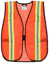 V201R General Purpose Light Weight Polyester Mesh Safety Vest with 2-Inch Lime/Silver Reflective Stripe by MCR Safety – One Size, Polyester, Orange, Model MCSCRWV201R CRWV201R