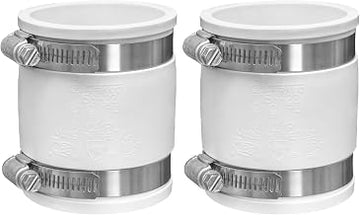 Fernco 1056-22 2-in. Flexible PVC Pipe Coupling for Cast Iron and Plastic Plumbing Connections in White (Pack of 2)